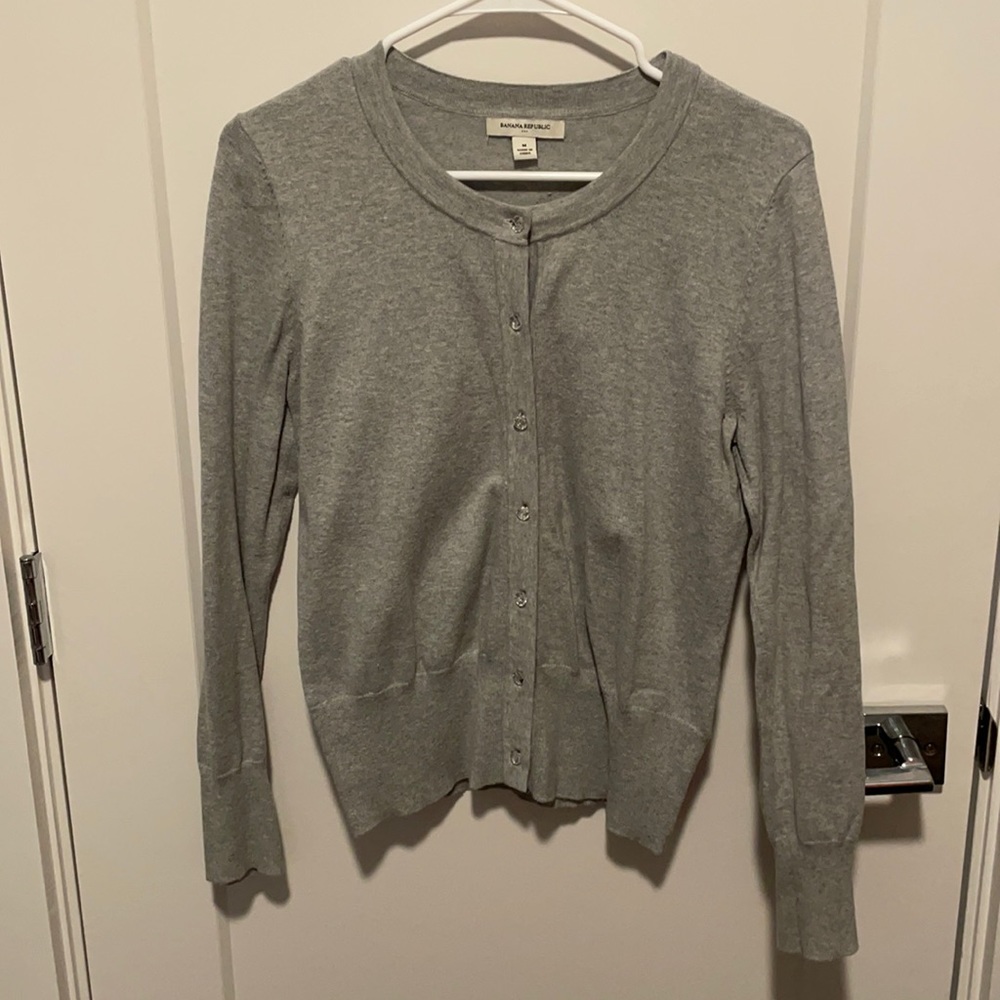Banana Republic, M, Gray cardigan sweater.